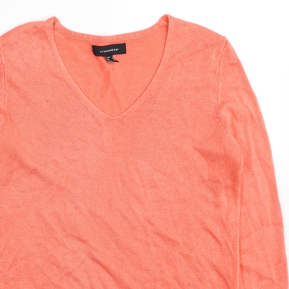 Atmosphere Womens Pink V-Neck Acrylic Pullover Jumper Size 8