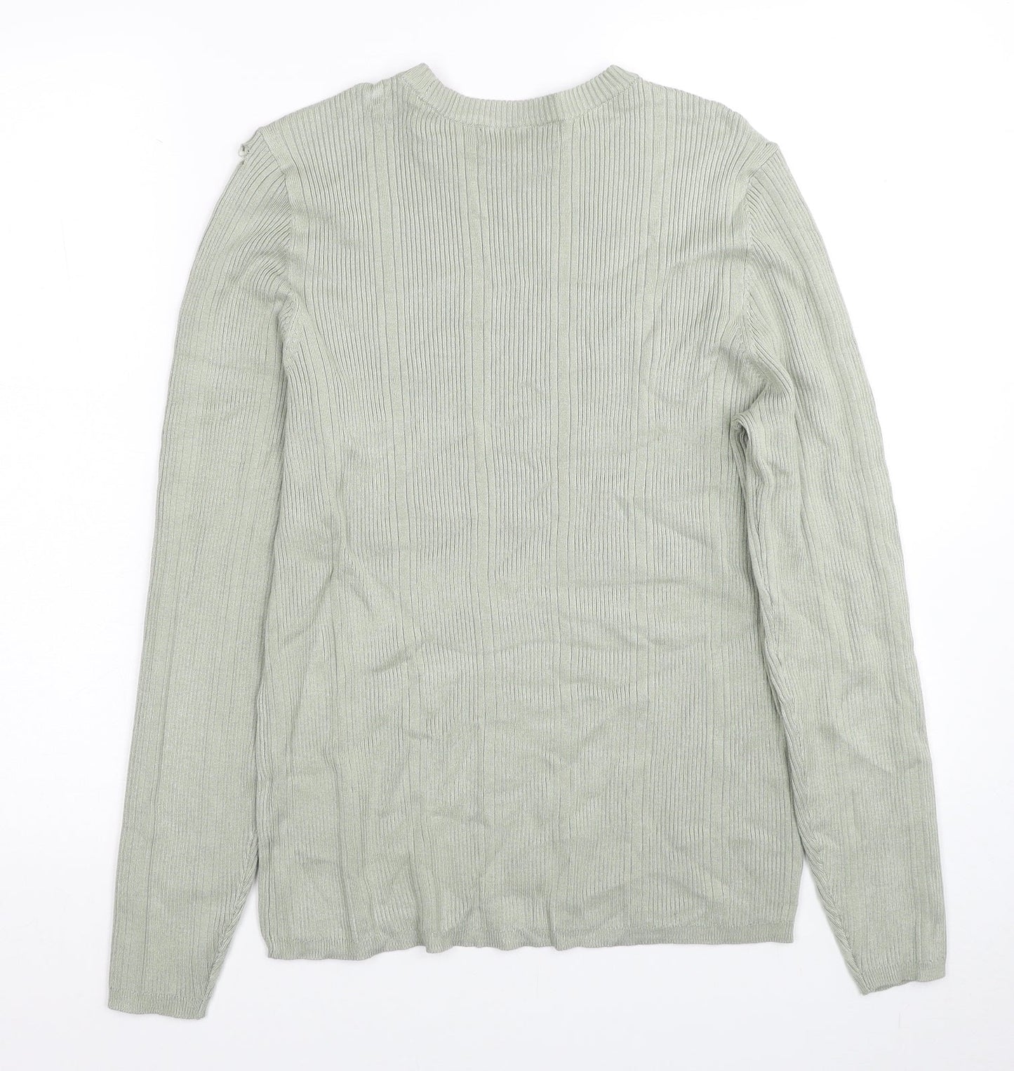Marks and Spencer Womens Green Round Neck Viscose Pullover Jumper Size 16