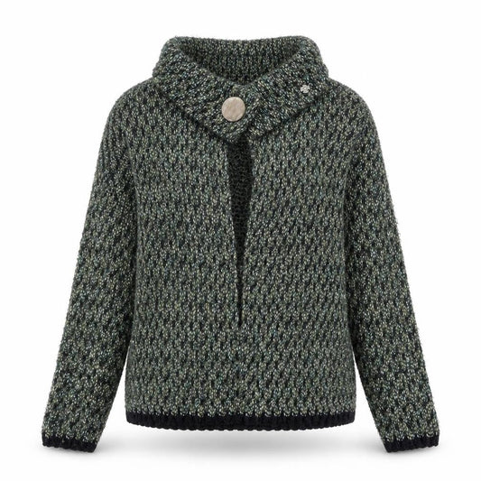 Moda Womens Green Collared Polyester Cardigan Jumper Size 14 - Snap Closure