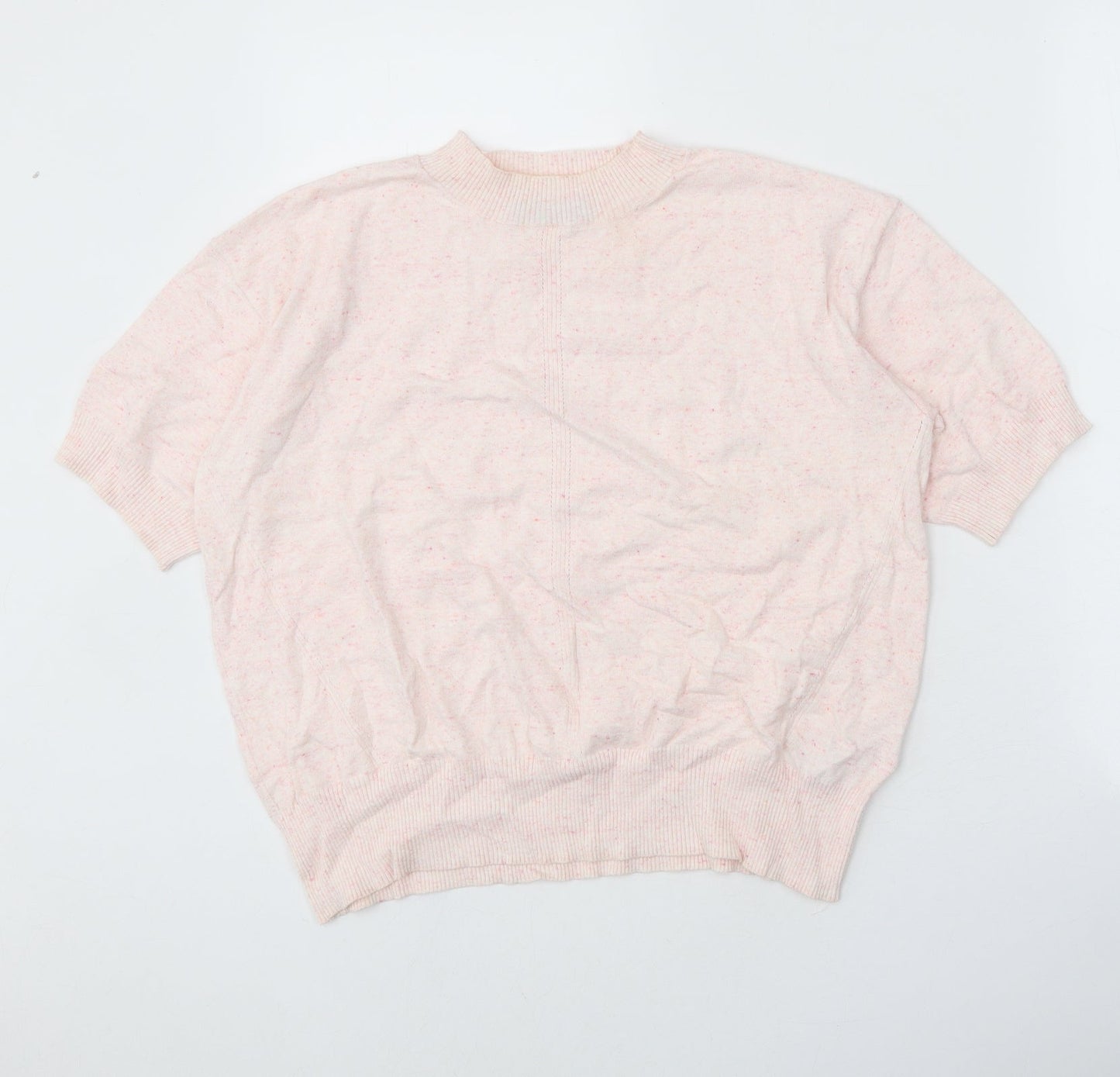 Marks and Spencer Womens Pink Round Neck Cotton Pullover Jumper Size M