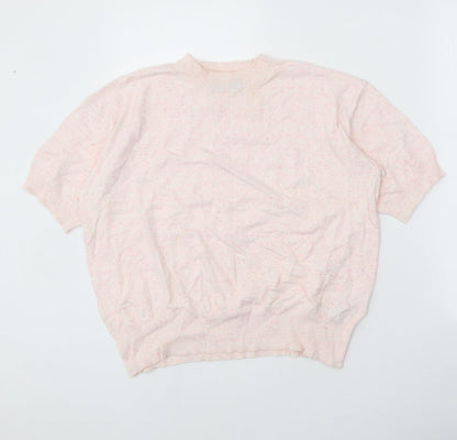 Marks & Spencer Womens Pink Round Neck Cotton Pullover Jumper Size M