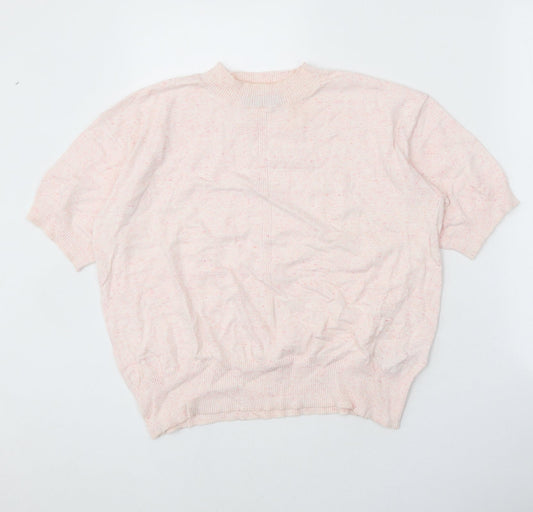 Marks and Spencer Womens Pink Round Neck Cotton Pullover Jumper Size M