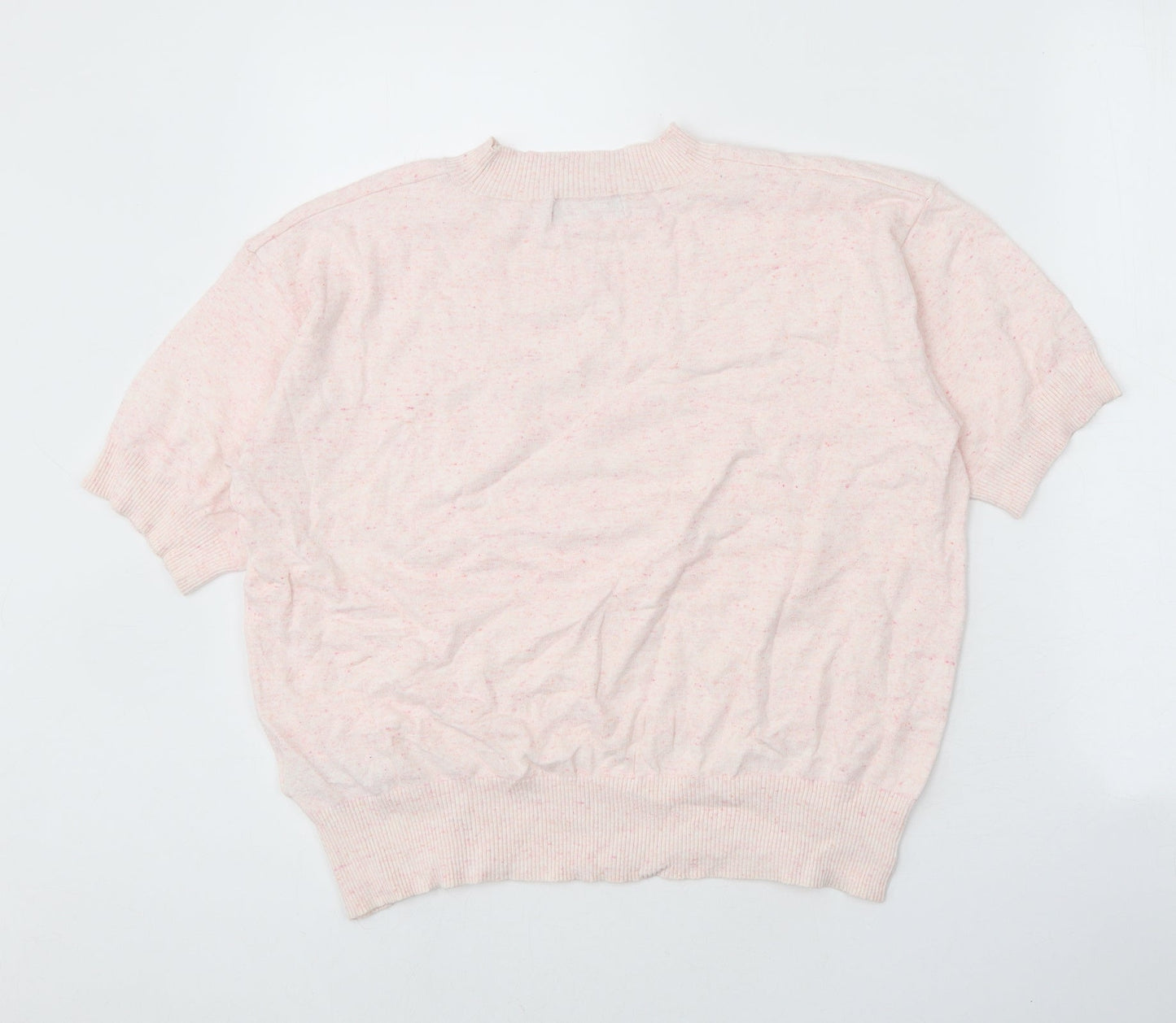 Marks and Spencer Womens Pink Round Neck Cotton Pullover Jumper Size M