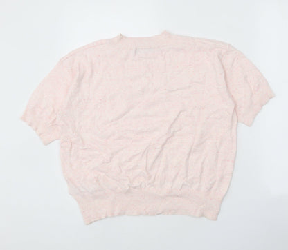 Marks & Spencer Womens Pink Round Neck Cotton Pullover Jumper Size M