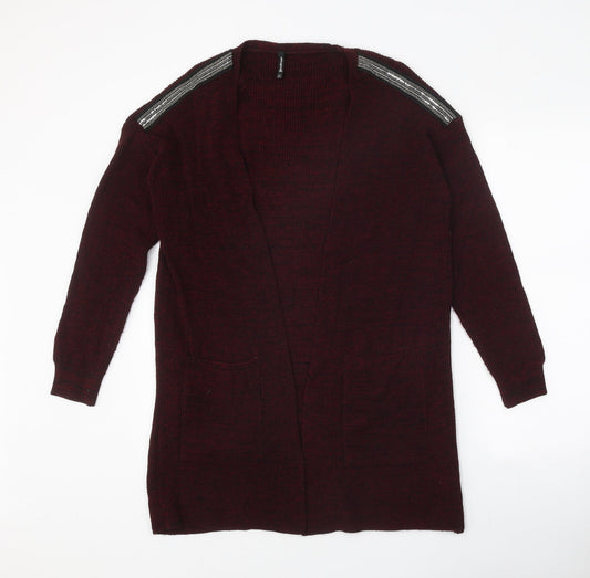Stradivarius Womens Red V-Neck Acrylic Cardigan Jumper Size S