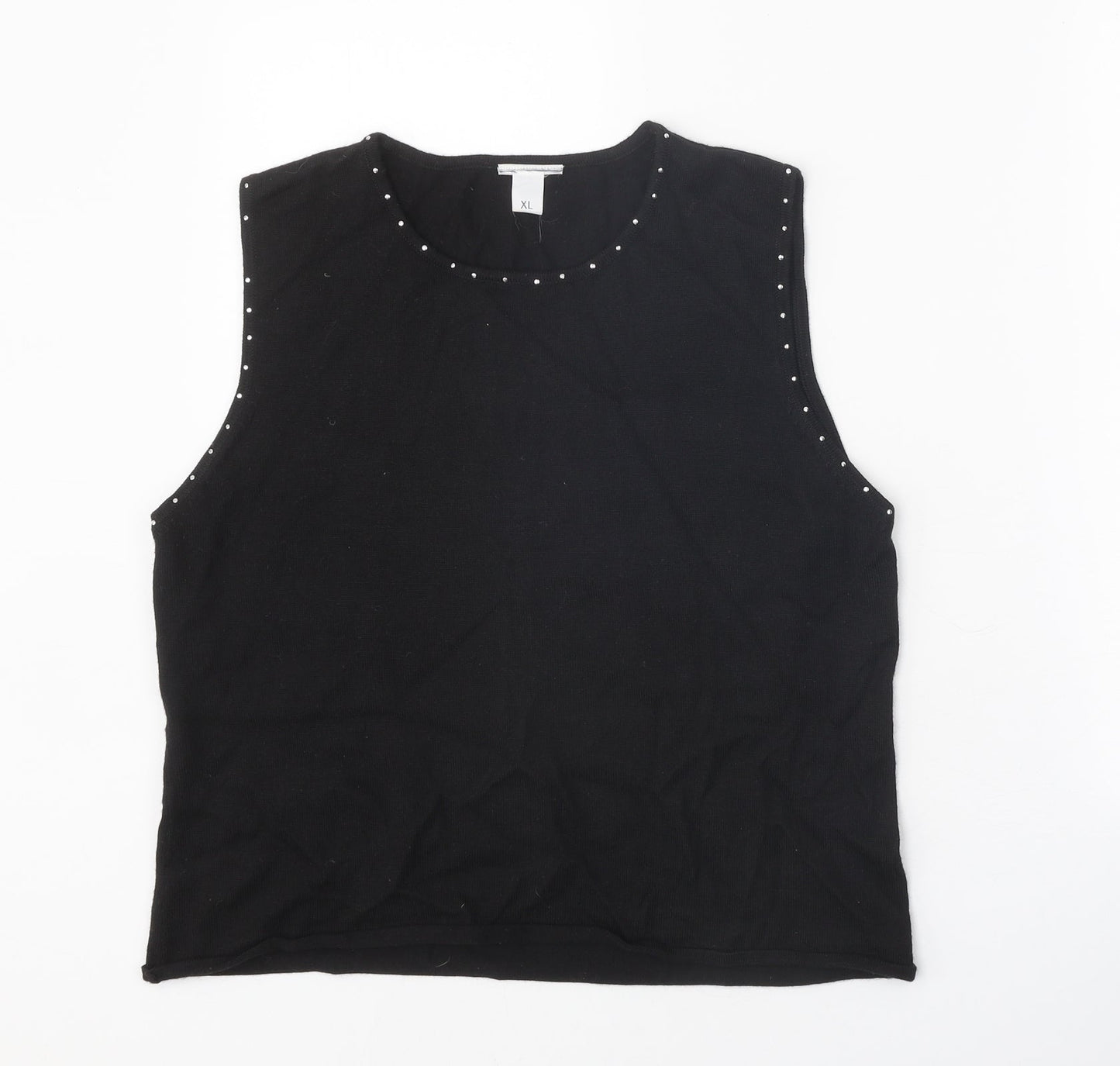 Preworn Womens Black Scoop Neck Acrylic Vest Jumper Size XL