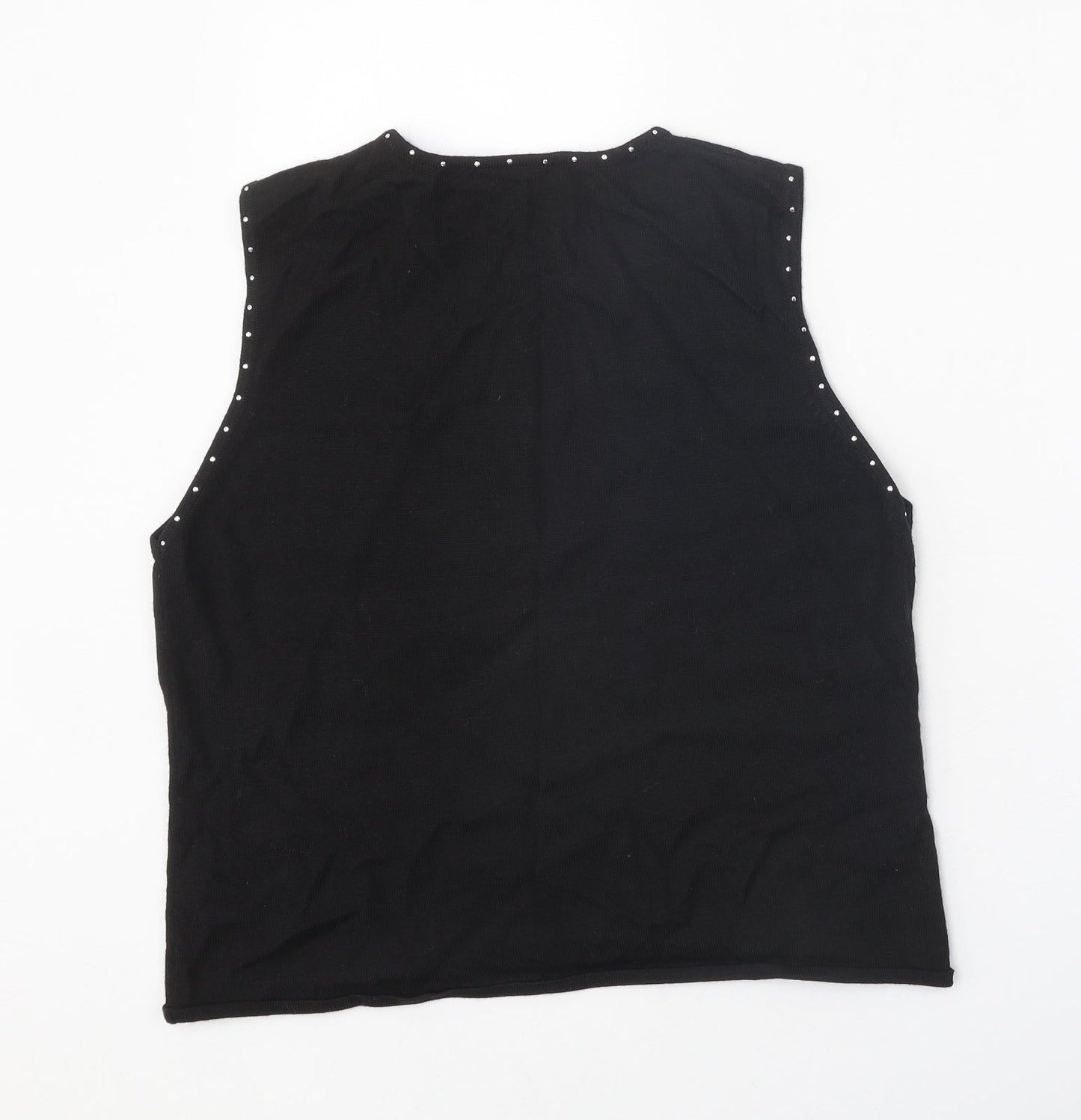 Preworn Womens Black Scoop Neck Acrylic Vest Jumper Size XL