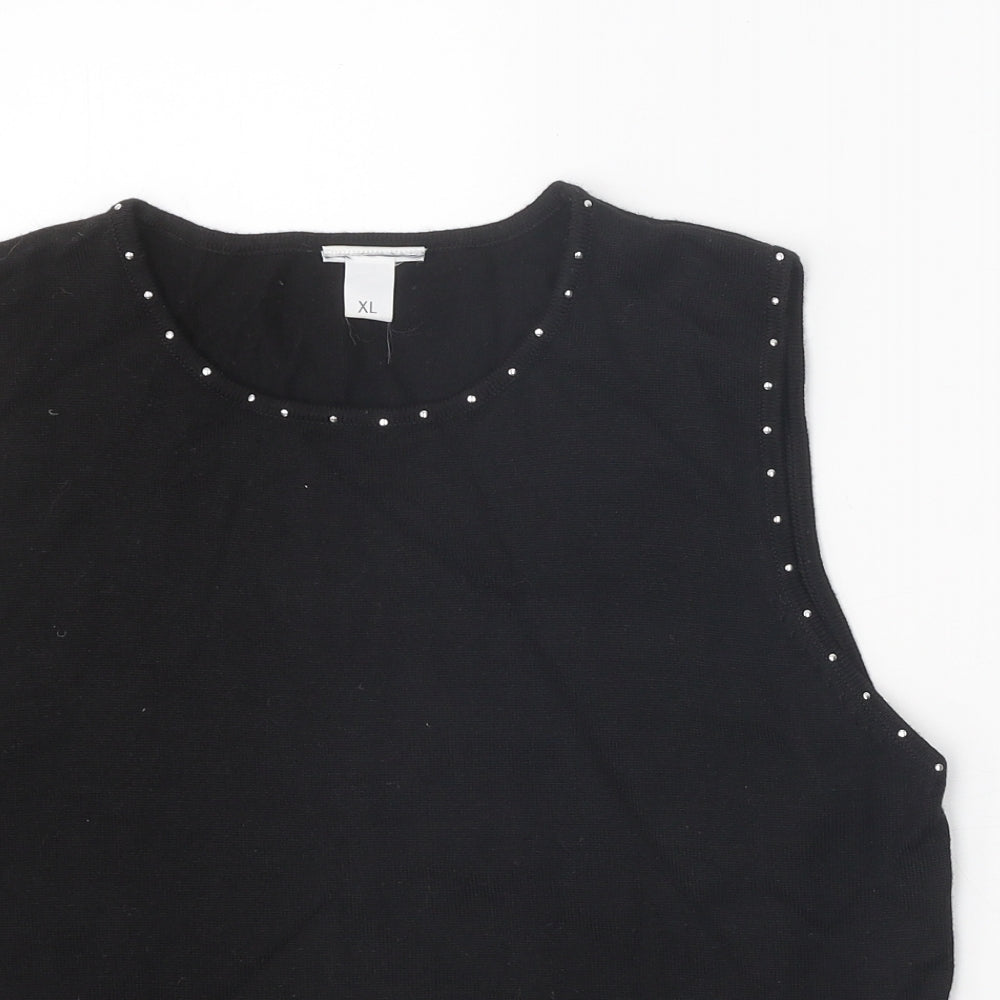Preworn Womens Black Scoop Neck Acrylic Vest Jumper Size XL