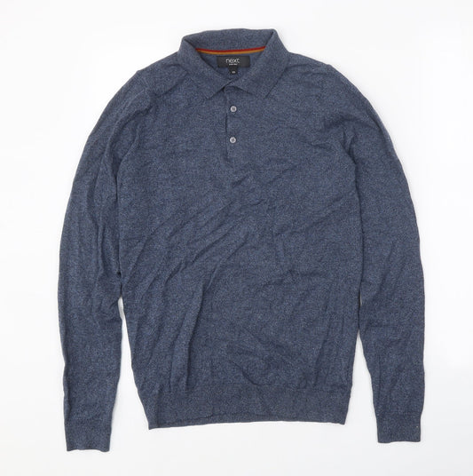 NEXT Mens Blue Cotton Polo Size XS Collared Button