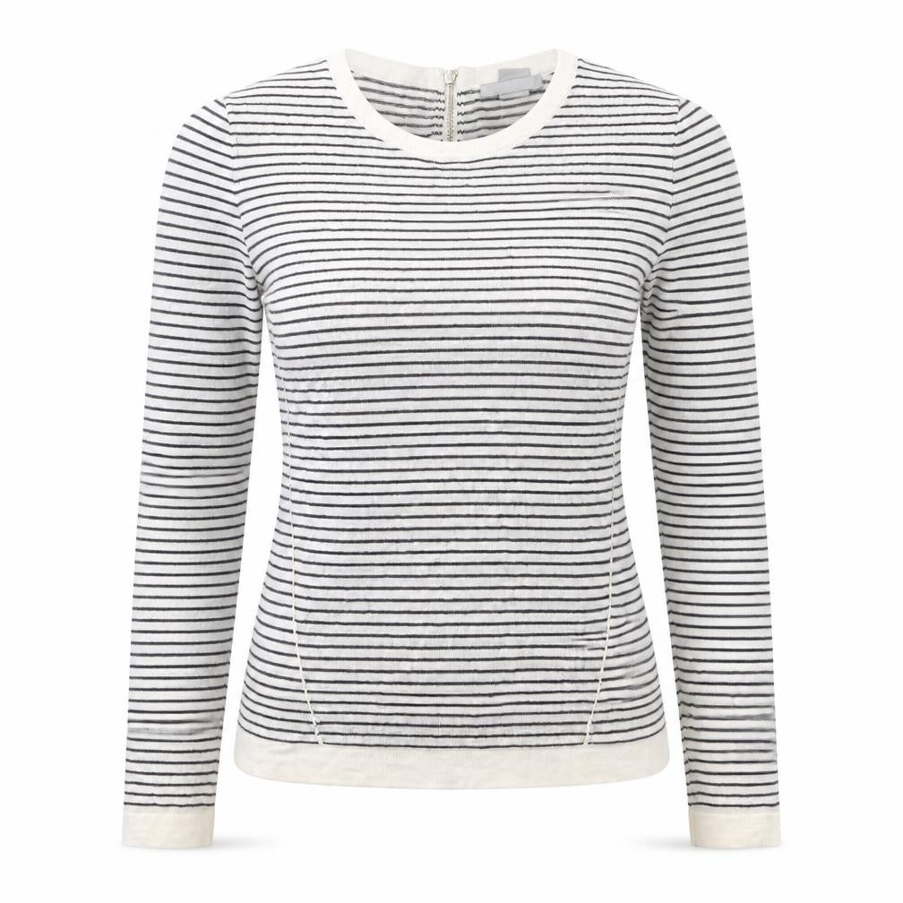 H&M Womens White Scoop Neck Striped Viscose Pullover Jumper Size S