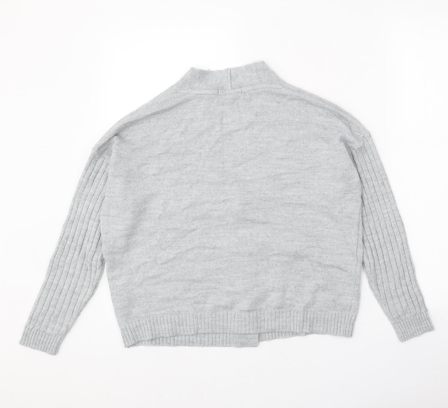 ASOS Womens Grey V-Neck Acrylic Cardigan Jumper Size 8