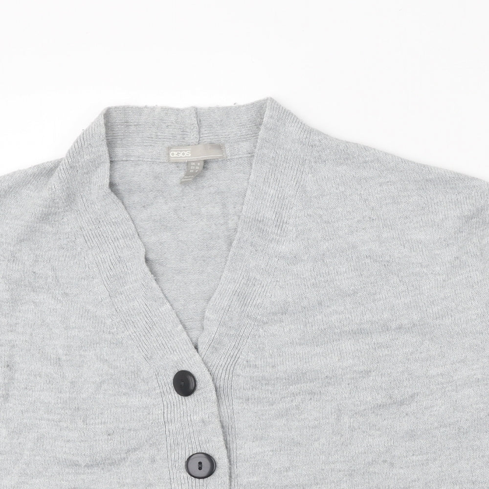 ASOS Womens Grey V-Neck Acrylic Cardigan Jumper Size 8