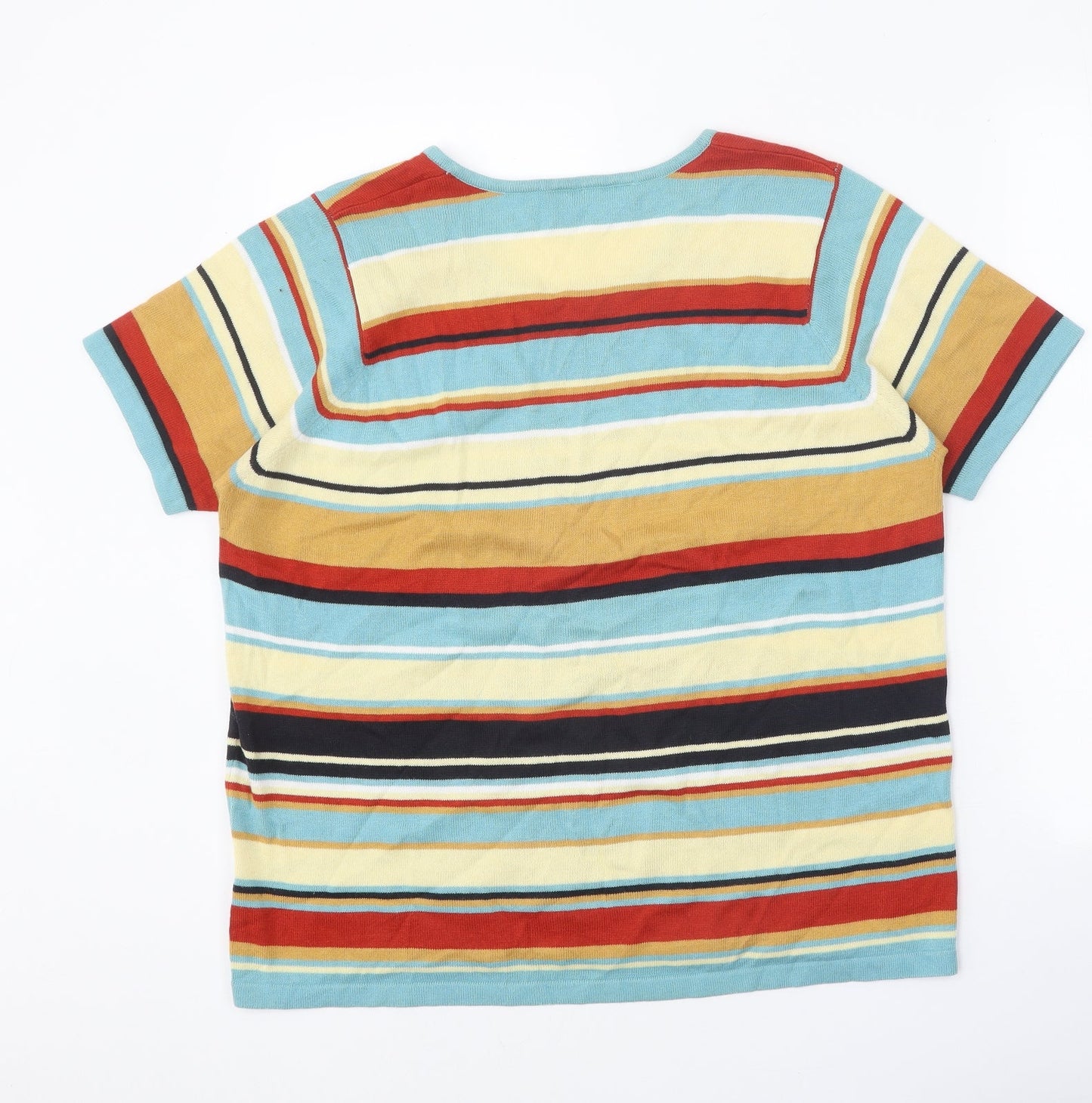 Ann Harvey Womens Multicoloured Scoop Neck Striped Acrylic Pullover Jumper Size 18