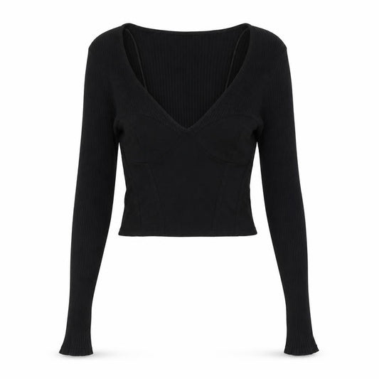 Zara Womens Black Polyester Basic Tank Size M V-Neck
