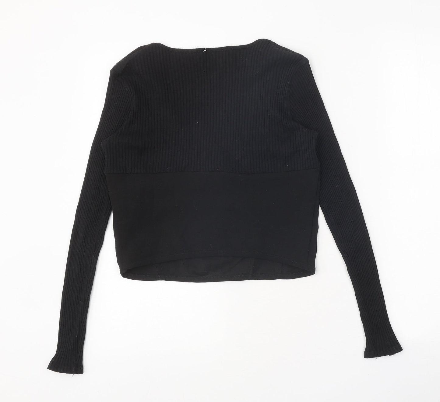 Zara Womens Black Polyester Basic Tank Size M V-Neck