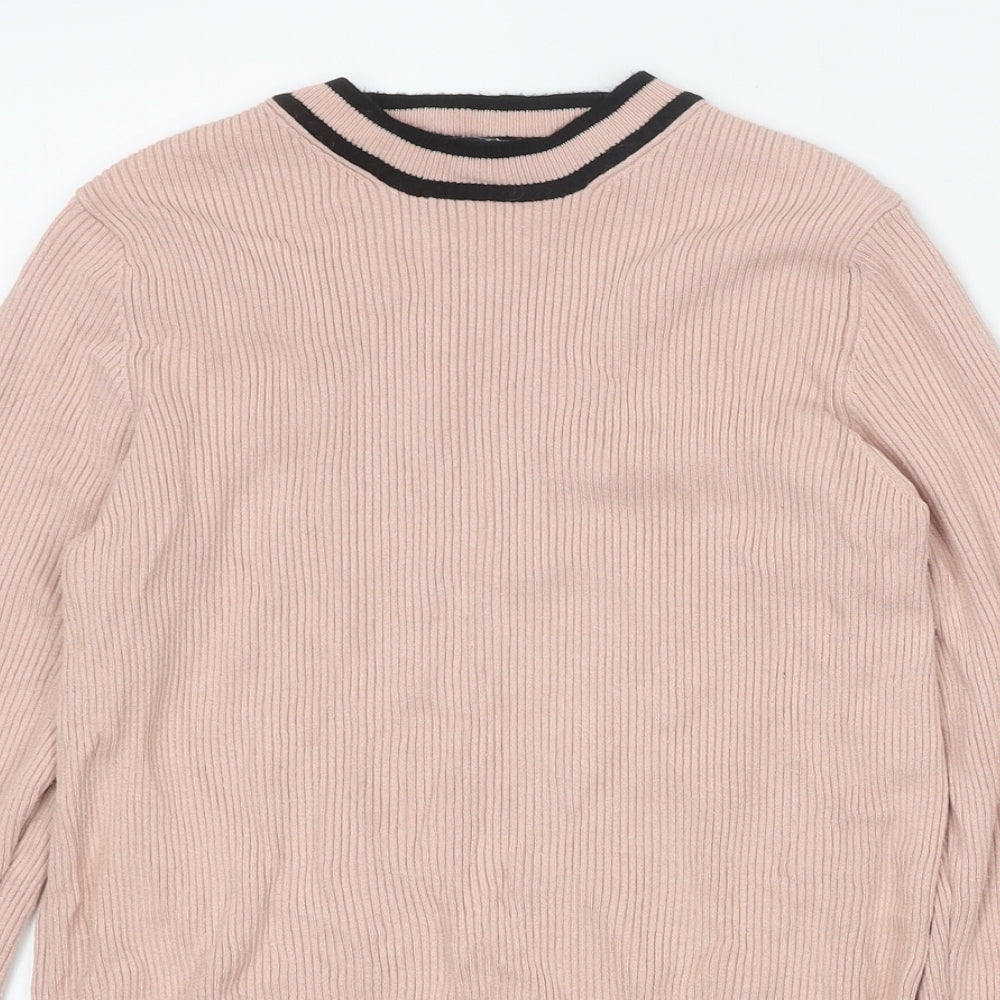 Marks and Spencer Womens Pink Round Neck Viscose Pullover Jumper Size 14