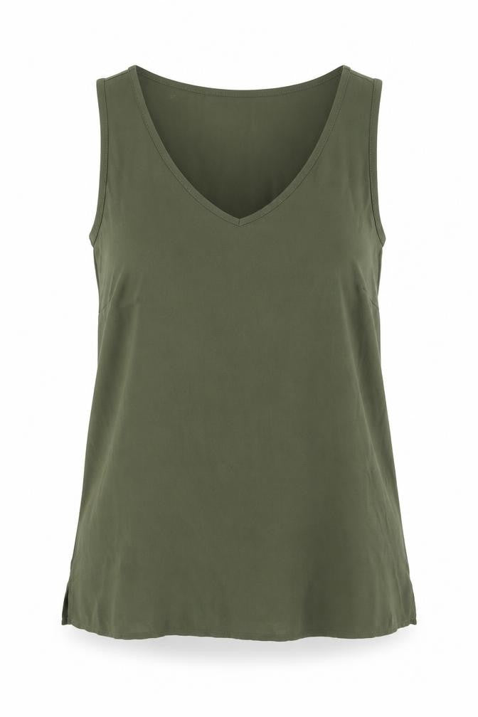 Marks & Spencer Womens Green Polyester Basic Tank Size 8 V-Neck