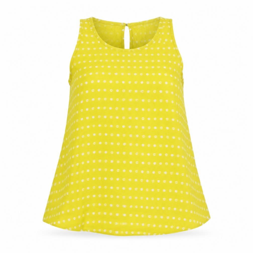 LOFT Womens Yellow Geometric Polyester Basic Tank Size 2XS Scoop Neck