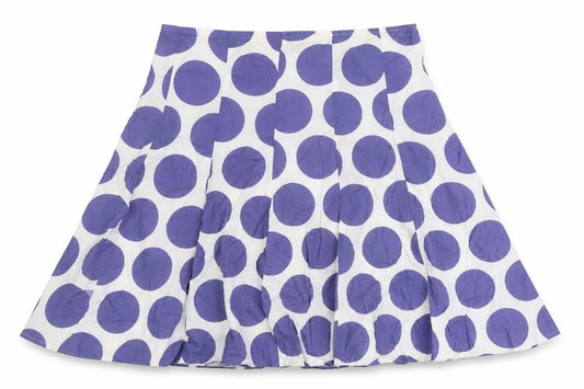 Preworn Womens Blue Polka Dot Cotton Skater Skirt Size 8 Zip
