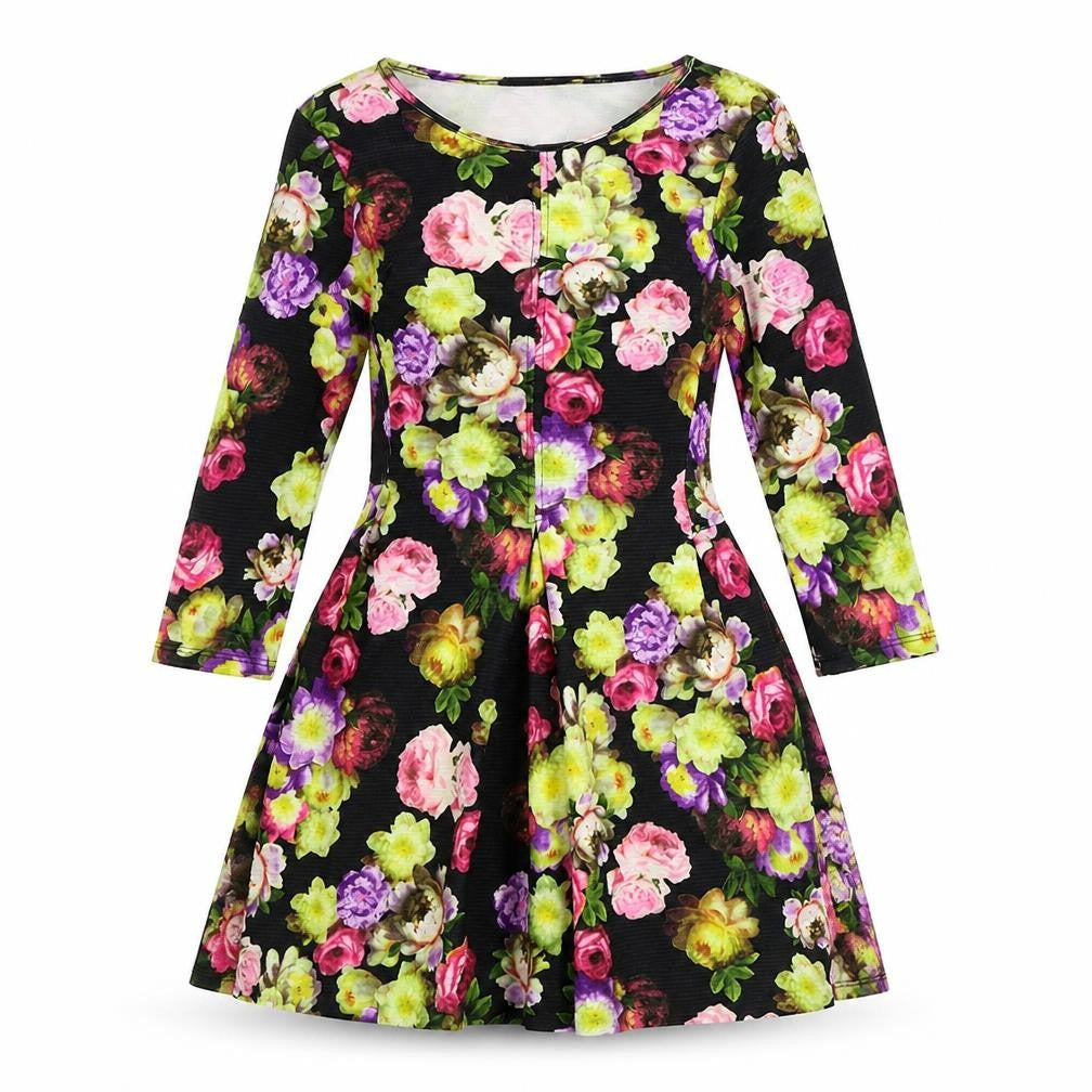Glow Womens Multicoloured Floral Polyester A-Line Size L Round Neck Pullover
