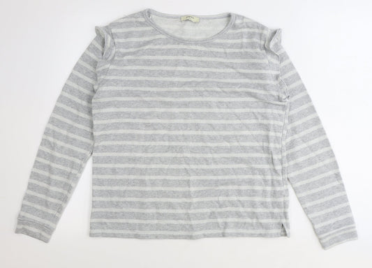 Papaya Womens Silver Striped Cotton Pullover Sweatshirt Size L Pullover