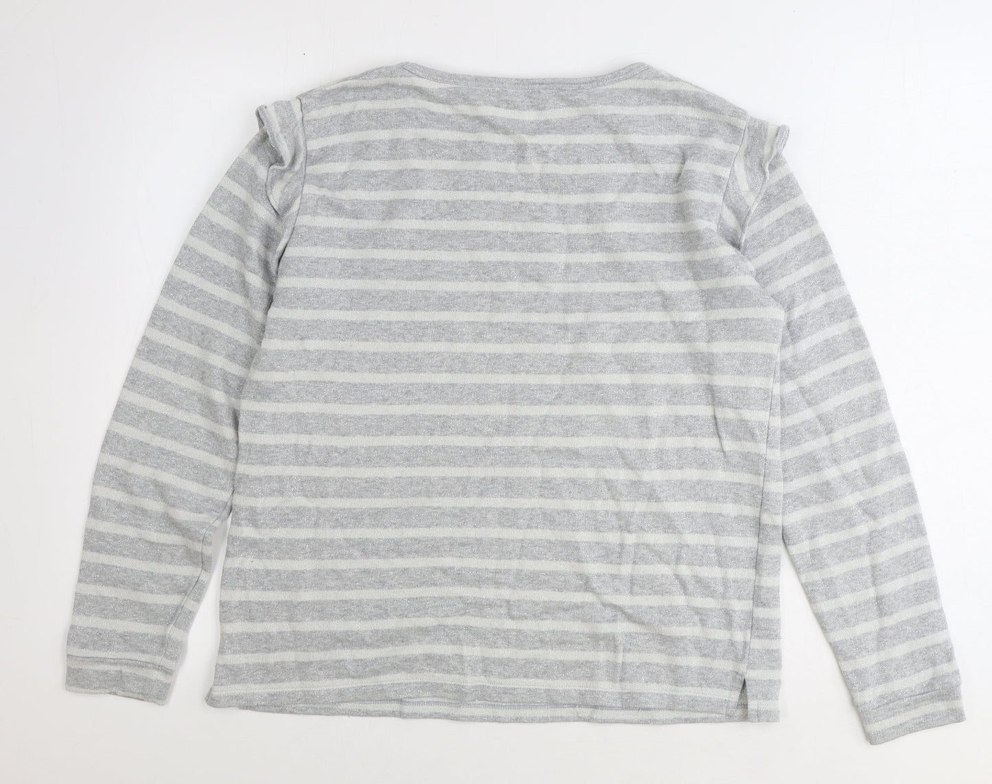 Papaya Womens Silver Striped Cotton Pullover Sweatshirt Size L Pullover