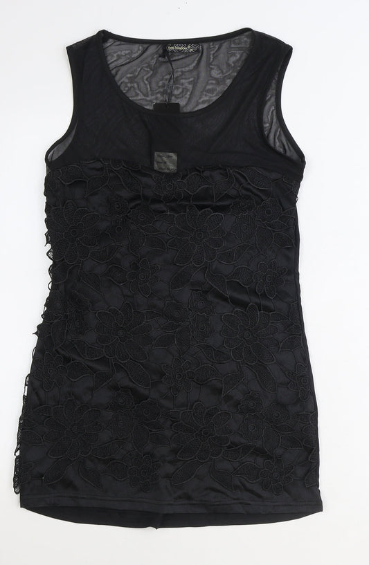 QED London Womens Black Polyester Shift Size M Scoop Neck Pullover