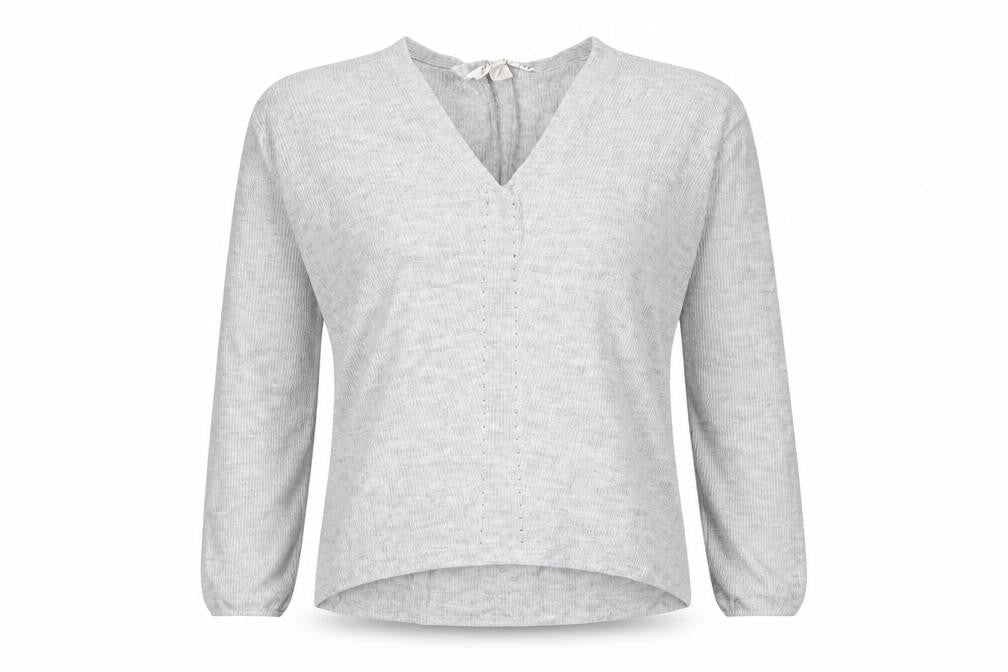 H&M Womens Grey Acrylic Basic T-Shirt Size S V-Neck