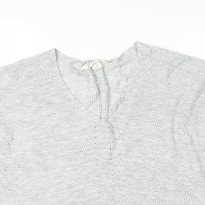 H&M Womens Grey Acrylic Basic T-Shirt Size S V-Neck