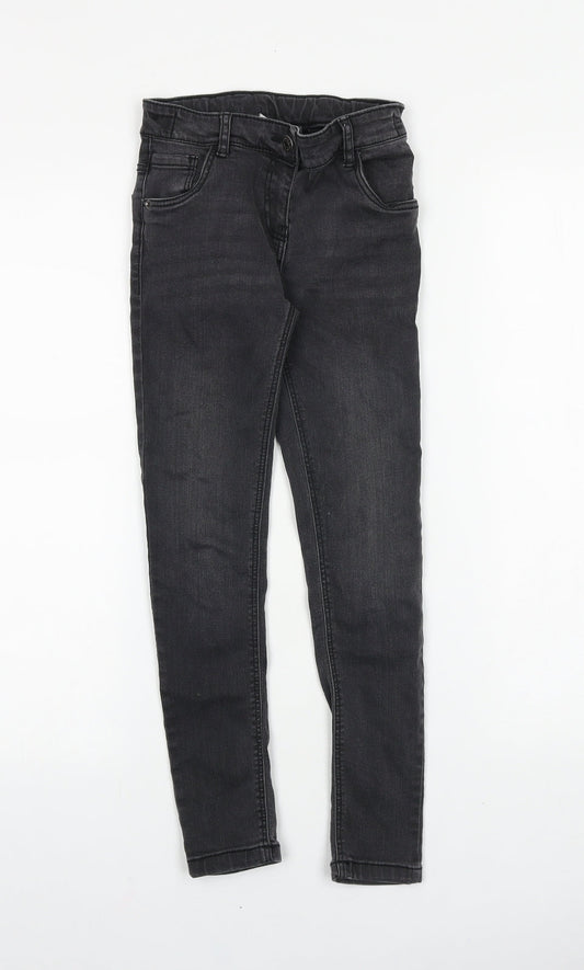 TU Girls Grey 100% Cotton Skinny Jeans Size 9 Years Regular Zip