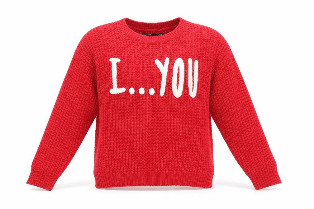 FBsister Womens Red Round Neck Acrylic Pullover Jumper Size S