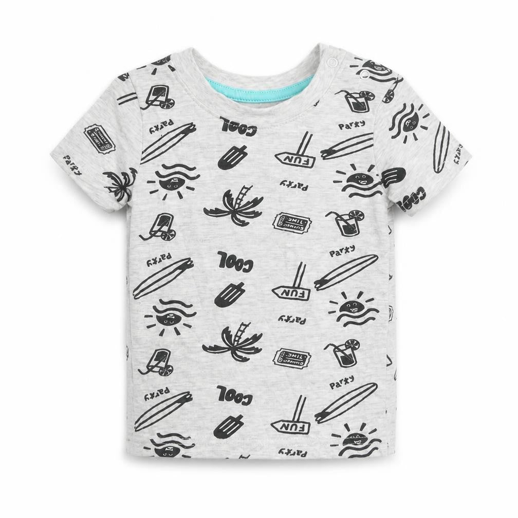 Primark Girls Grey Geometric 100% Cotton Basic T-Shirt Size 3-6 Months Round Neck Pullover