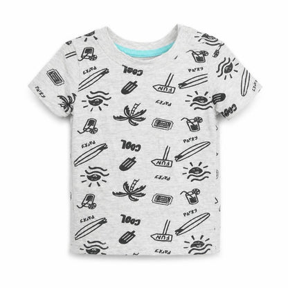 Primark Girls Grey Geometric 100% Cotton Basic T-Shirt Size 3-6 Months Round Neck Pullover