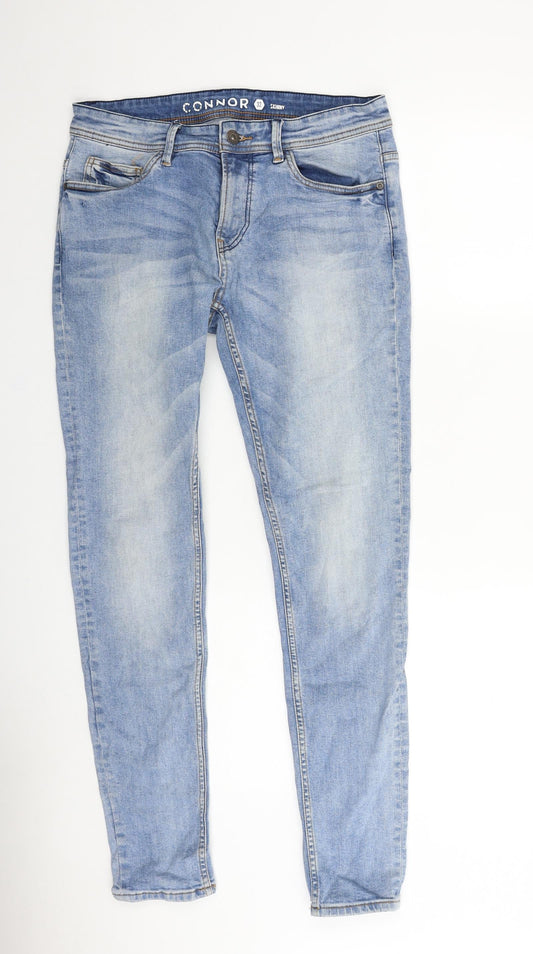 Preloved Connor Womens Blue Cotton Skinny Jeans Size 32 in L29 in Regular Zip - Front