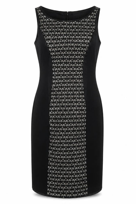 Coast Womens Black Polyester Sheath Size 14 Boat Neck Zip
