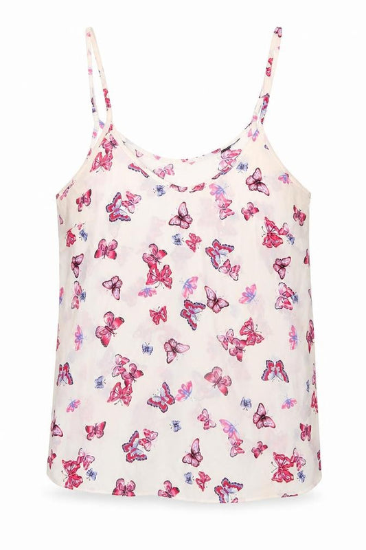Atmosphere Womens White Geometric Polyester Camisole Tank Size 6 Scoop Neck - Butterfly