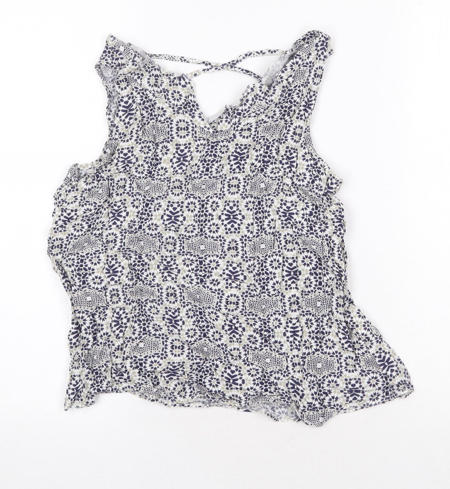 Atmosphere Womens Blue Geometric Viscose Basic Blouse Size 14 V-Neck