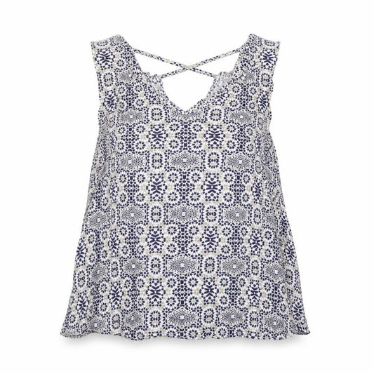Atmosphere Womens Blue Geometric Viscose Basic Blouse Size 14 V-Neck