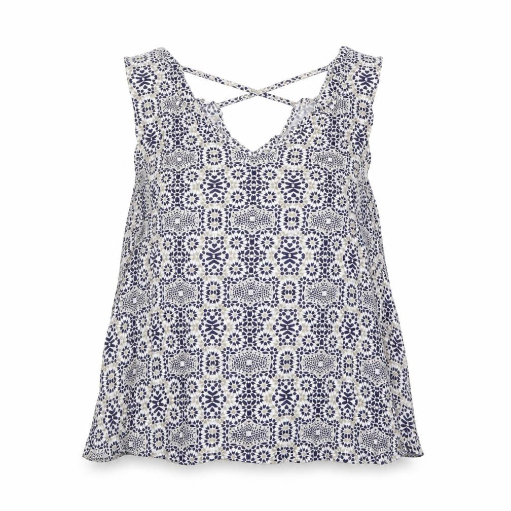 Atmosphere Womens Blue Geometric Viscose Basic Blouse Size 14 V-Neck