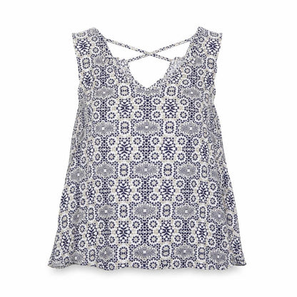 Atmosphere Womens Blue Geometric Viscose Basic Blouse Size 14 V-Neck