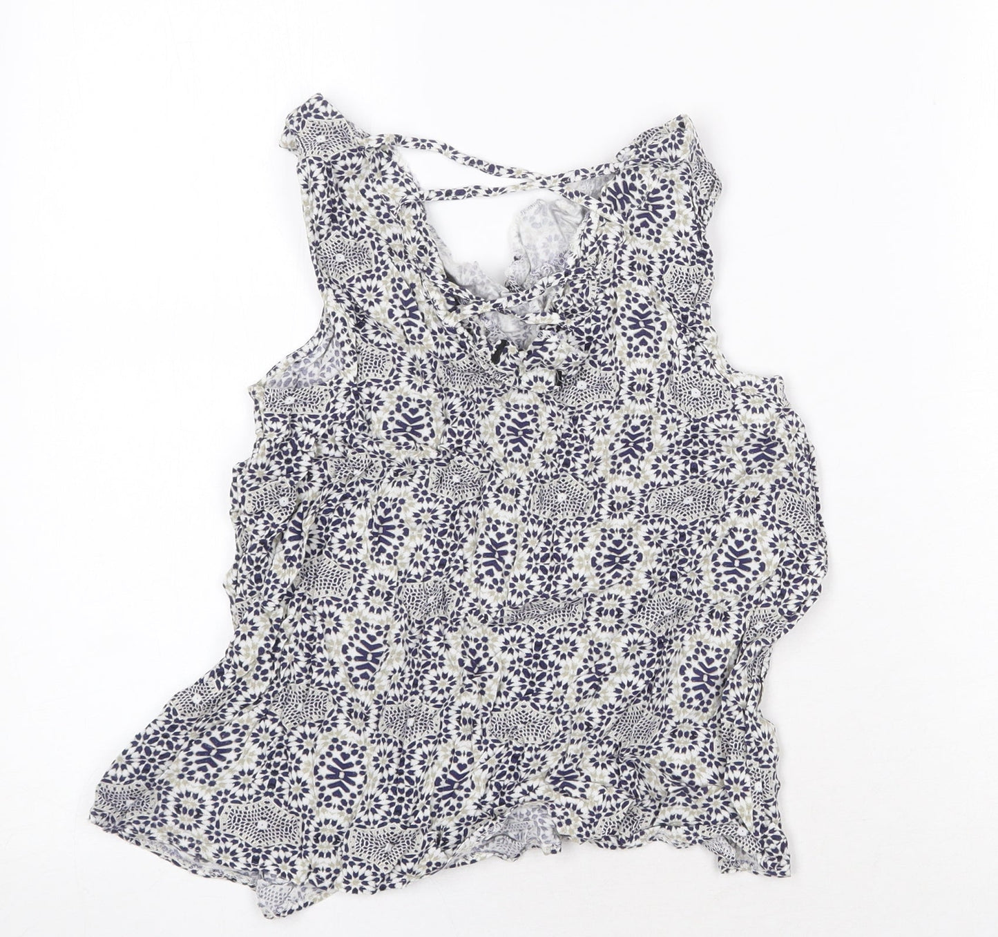 Atmosphere Womens Blue Geometric Viscose Basic Blouse Size 14 V-Neck