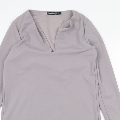 Boohoo Womens Grey Polyester Shift Size 12 V-Neck Pullover