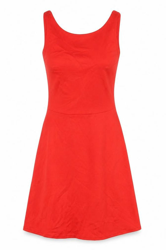 H&M Womens Red Polyester Tank Dress Size 8 Boat Neck Pullover