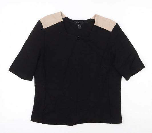 Baukjen Womens Black Viscose Basic T-Shirt Size 12 Square Neck