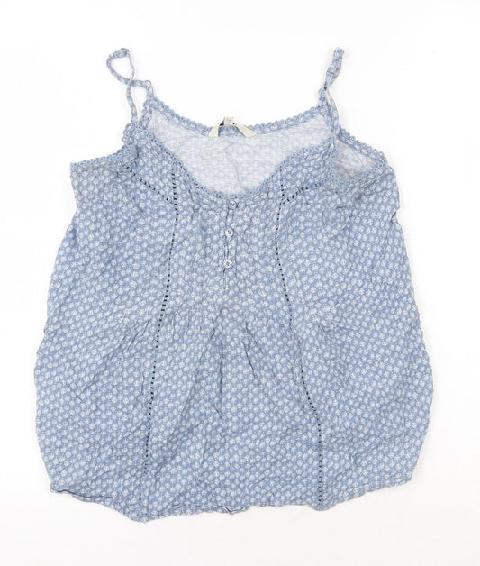 NEXT Womens Blue Geometric 100% Cotton Camisole Blouse Size 6 Scoop Neck
