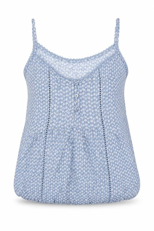 NEXT Womens Blue Geometric 100% Cotton Camisole Blouse Size 6 Scoop Neck