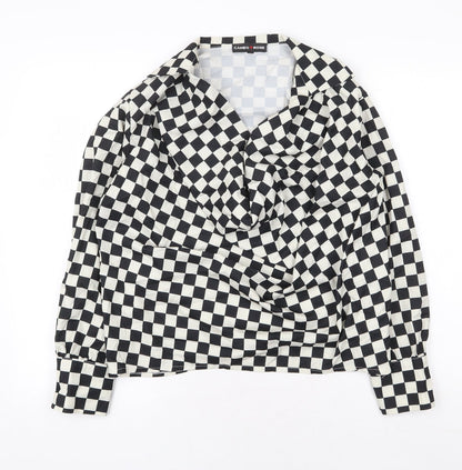 Cameo Rose Womens Multicoloured Check Polyester Basic Blouse Size 12 Collared