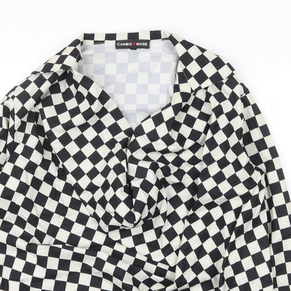 Cameo Rose Womens Multicoloured Check Polyester Basic Blouse Size 12 Collared