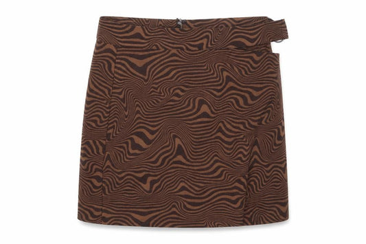 H&M Womens Brown Geometric Polyester Mini Skirt Size 10 Zip - Cut Out