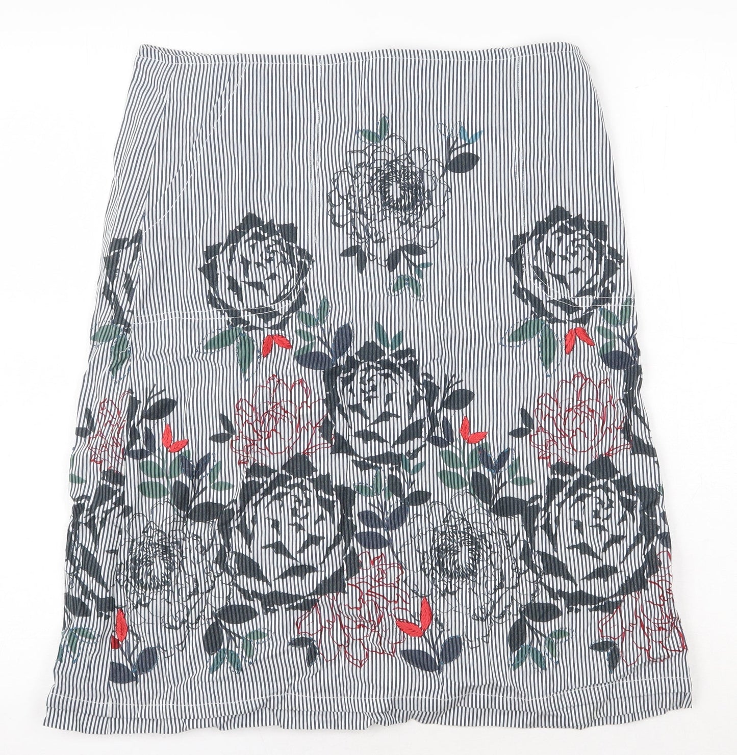 Mistral Womens Blue Floral Cotton Straight & Pencil Skirt Size 12 Zip